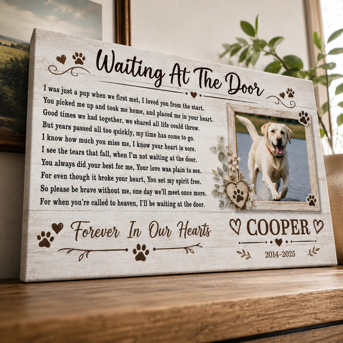 "Waiting At The Door" Personalized Pet Memorial Canvas / Poster - Sympathy Gift for Pet Loss