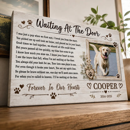 "Waiting At The Door" Personalized Pet Memorial Canvas / Poster - Sympathy Gift for Pet Loss