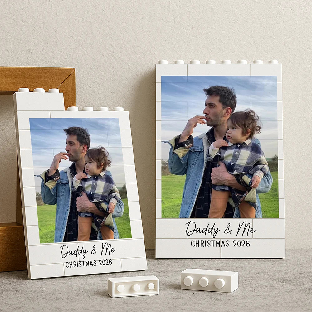 "Daddy & Me" Personalized Photo Building Brick Blocks - Custom Dad Christmas Gift