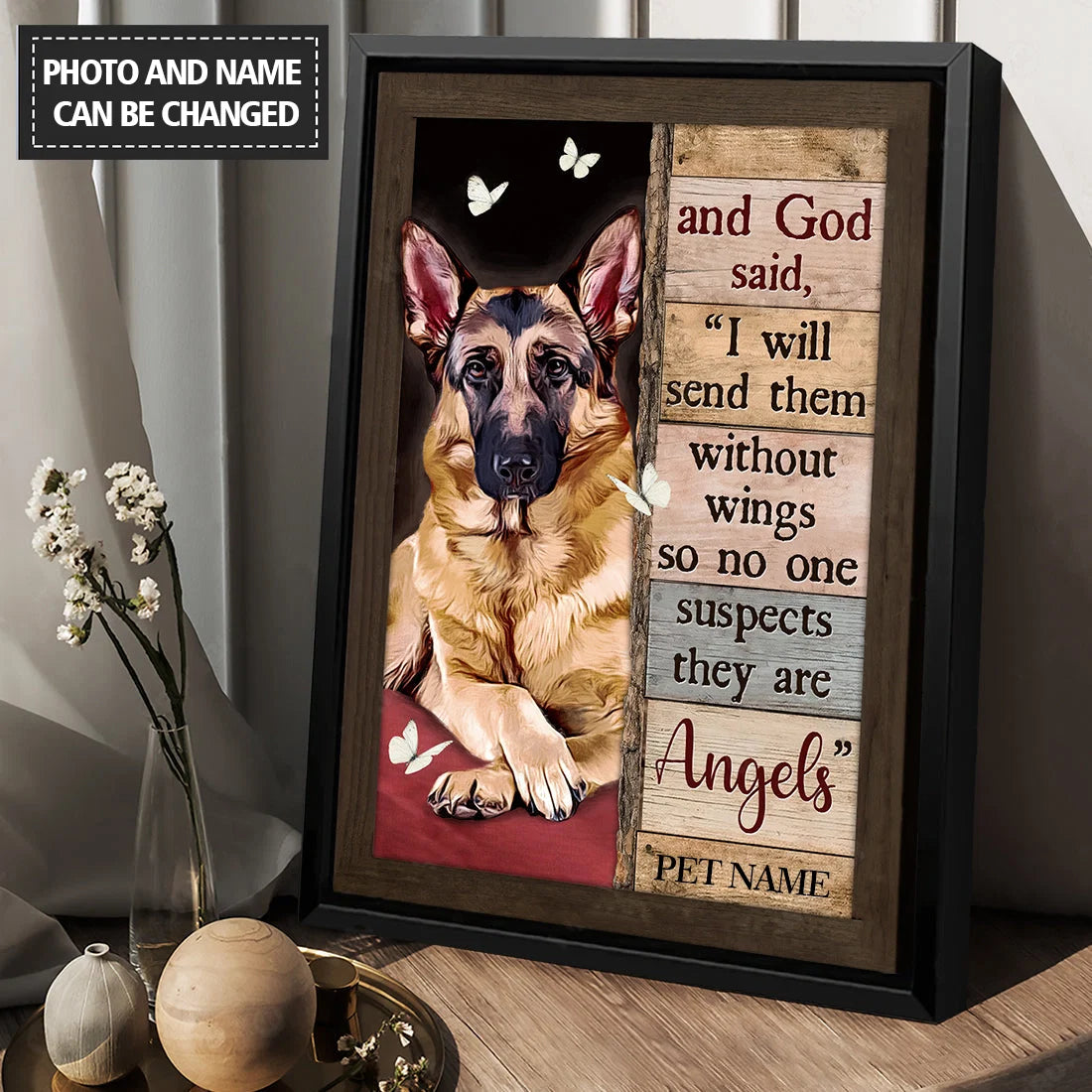 Angels Without Wings Personalized Pet Memorial Canvas / Poster - Custom  Keepsake Wall Art Gift for Cat & Dog Lovers