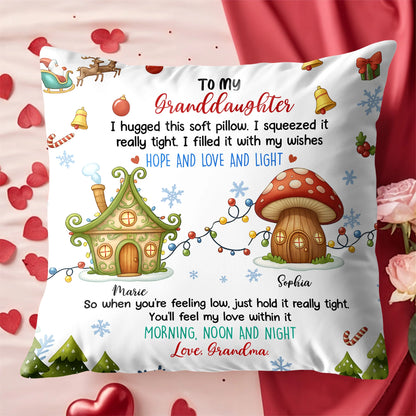 I Hugged This Soft Pillow With Christmas Lights and Gifts