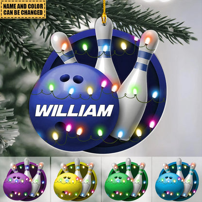 Personalized Bowling Christmas Ornament - Custom Name Sports Keepsake Gift for Bowlers