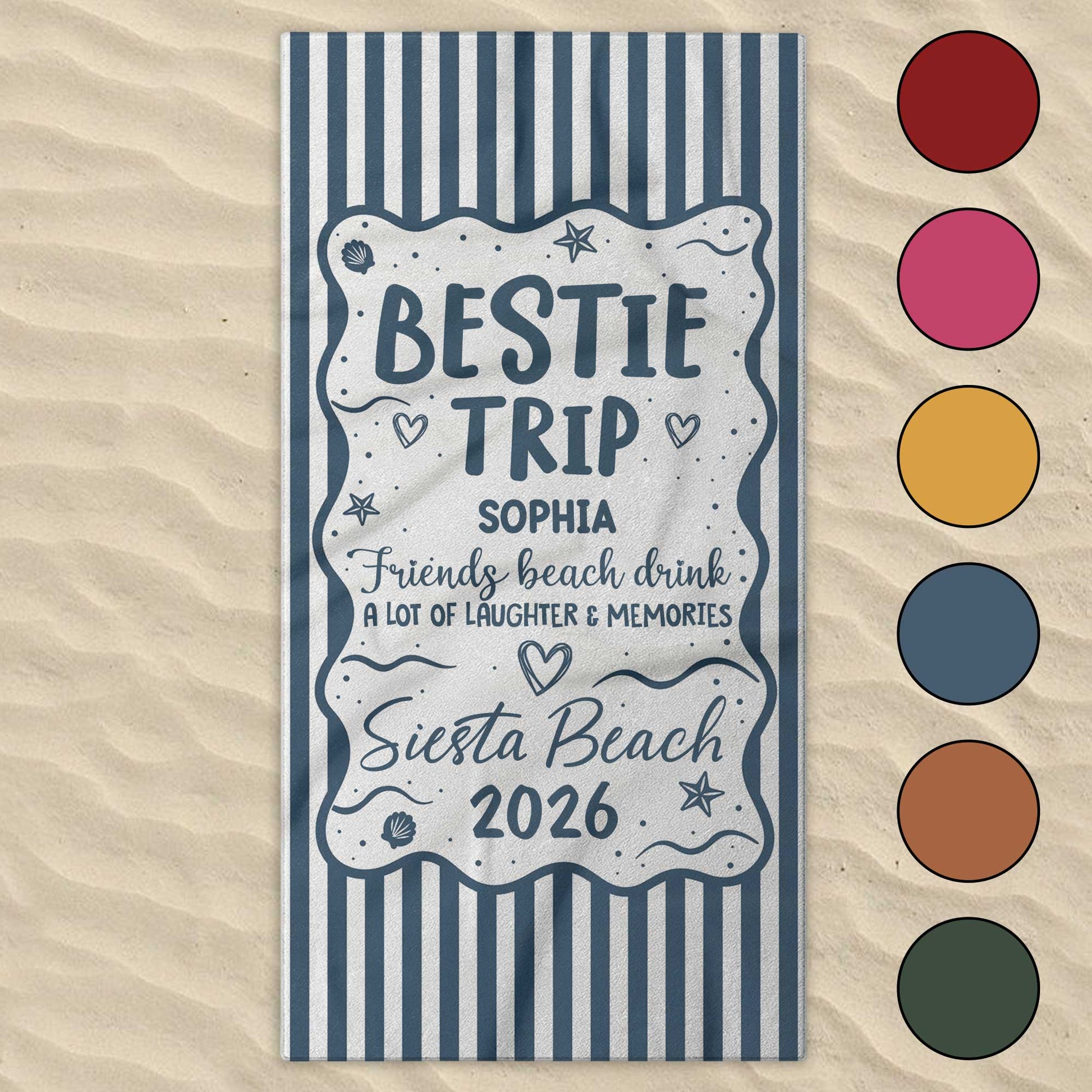Custom Bestie Trip Beach Towel personalization view for Best Friends