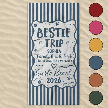 Custom Bestie Trip Beach Towel personalization view for Best Friends