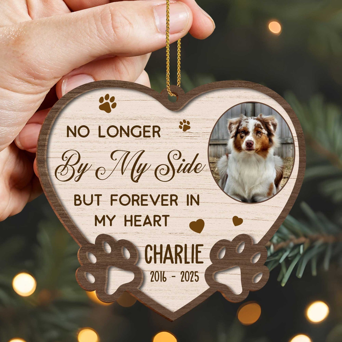 Personalized Pet Memorial Wooden Ornament personalization view for Dog Lovers