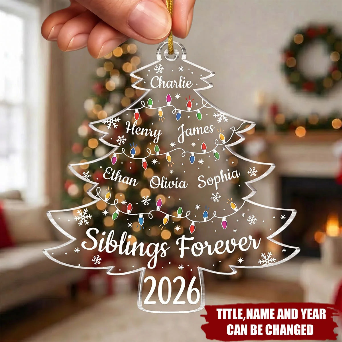 Siblings Forever Personalized Acrylic Ornament – Custom Christmas Tree Holiday Keepsake Gift for Brother & Sister