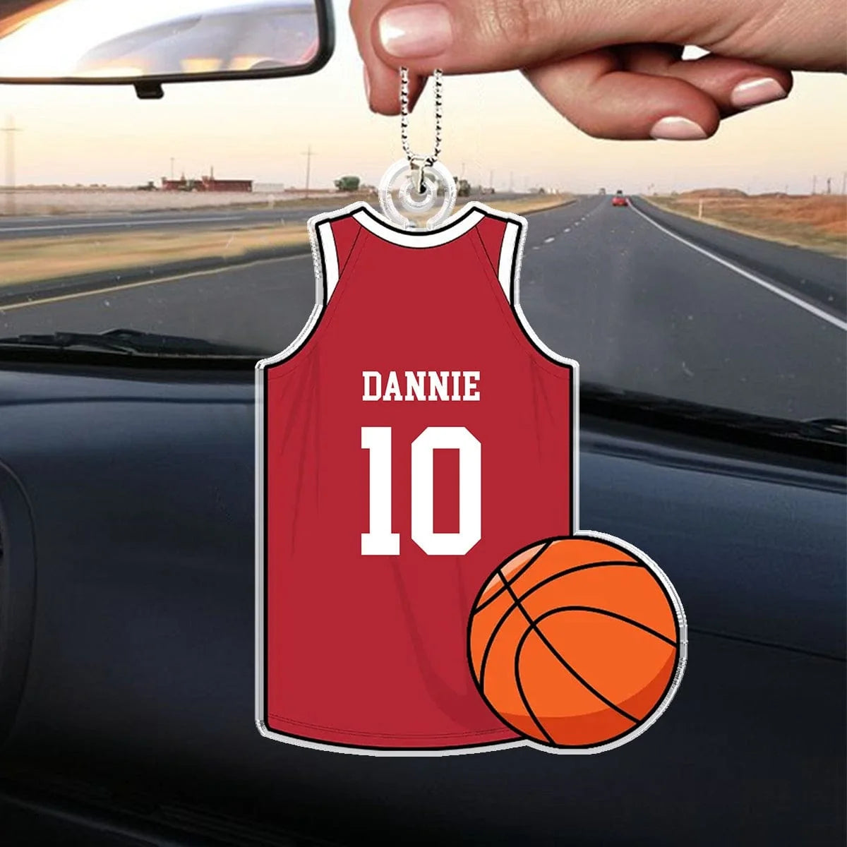 Custom Name Number Jersey Acrylic Car Ornament - Personalized Basketball Gift for Son Husband
