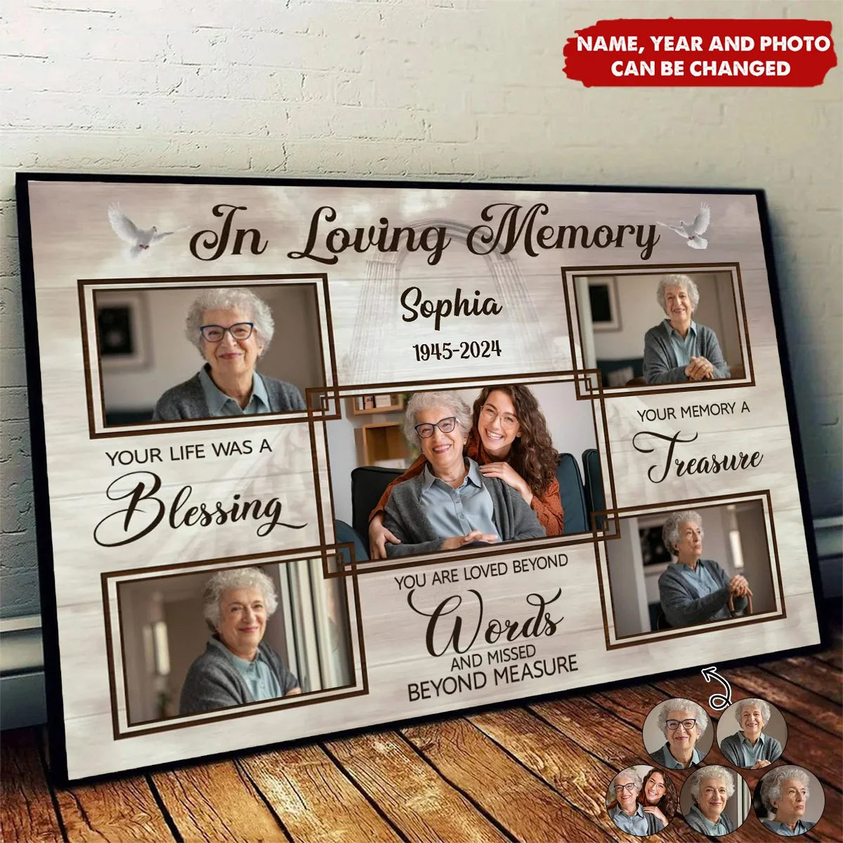 "Your Life Was A Blessing" Personalized Memorial Canvas / Poster - Custom Collage Photo Memorial Keepsake for Family