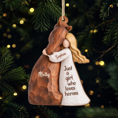 Just A Girl Who Loves Horses Personalized Wooden Ornament - Christmas Keepsake for Daughter