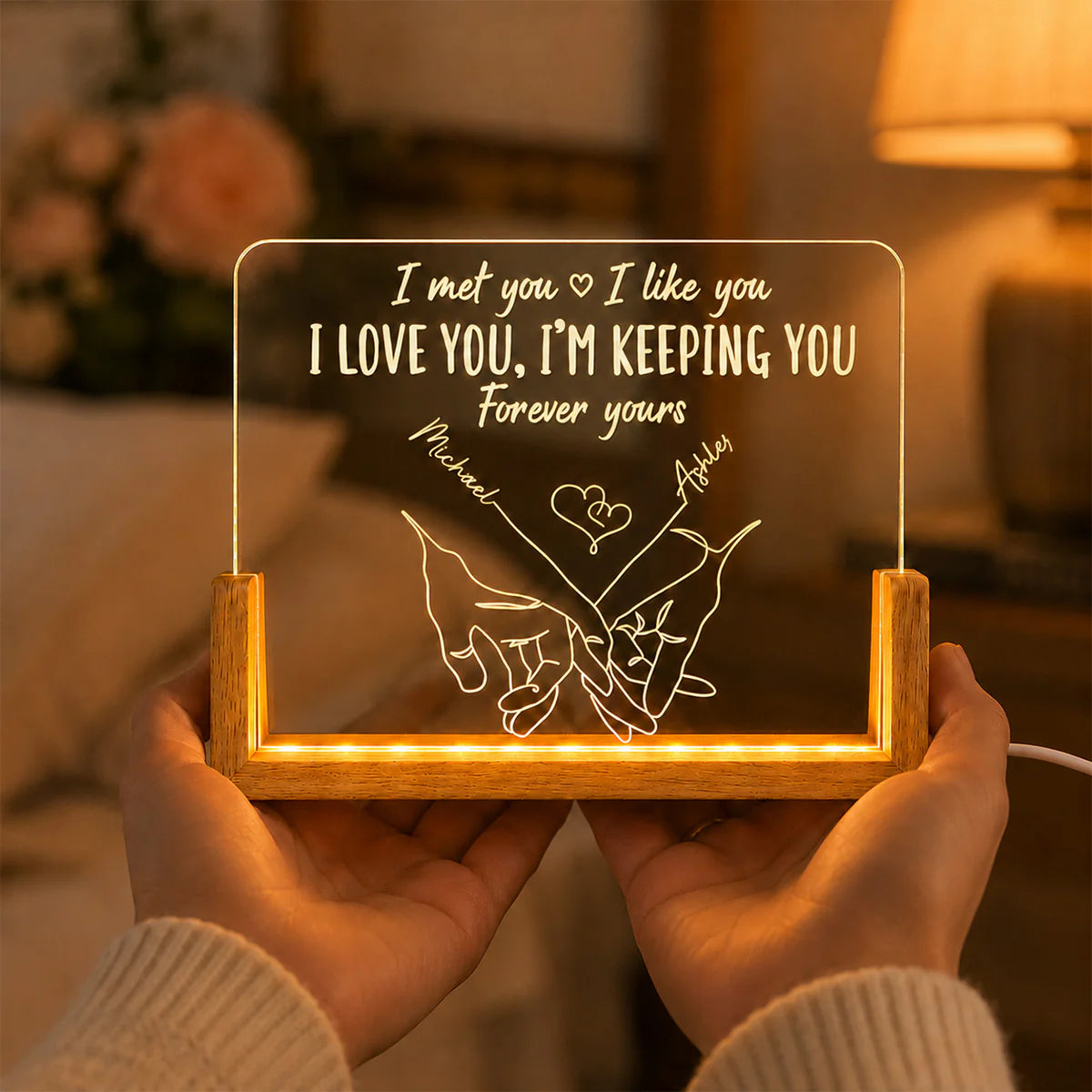 Personalized Couples Night Light personalization view for Husband