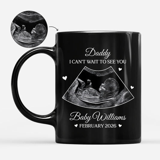 I Can't Wait To See You Personalized Ultrasound Coffee Mug - Baby Announcement Gift for Expecting Parents