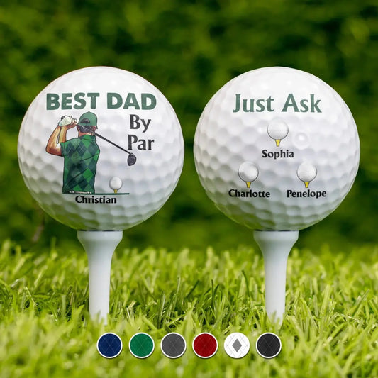 Family - Best Dad By Par - Gift For Father, Golfer - Personalized Golf Ball Golf Ball PRINTS10