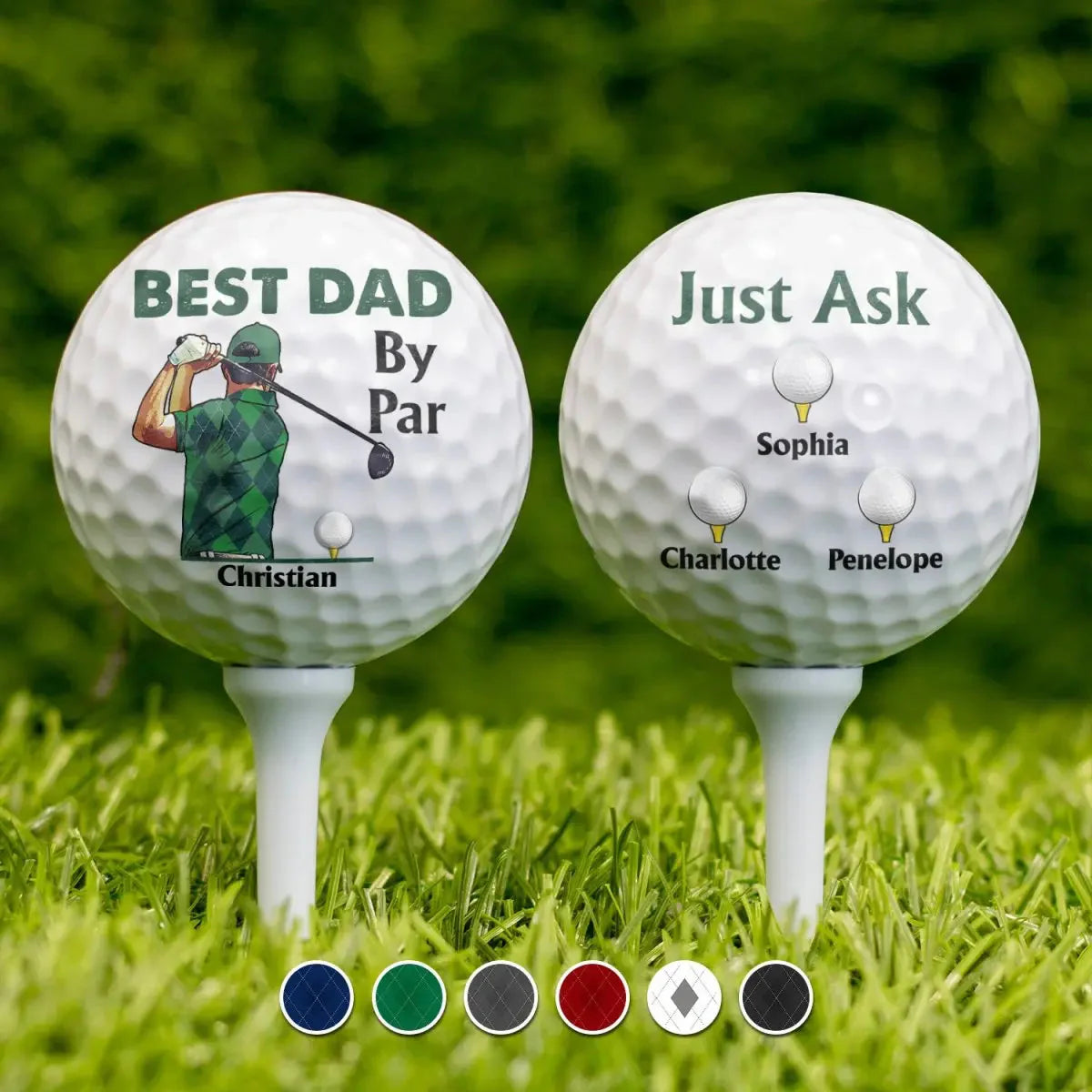 Family - Best Dad By Par - Gift For Father, Golfer - Personalized Golf Ball Golf Ball PRINTS10