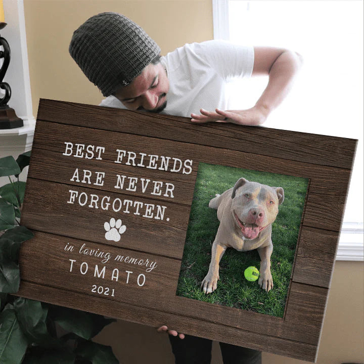 PRINTS10 Personalized Custom Dog Print Canvas, Best Friends Are Never Forgotten Canvas, Dog Lover Gift 24"x16"