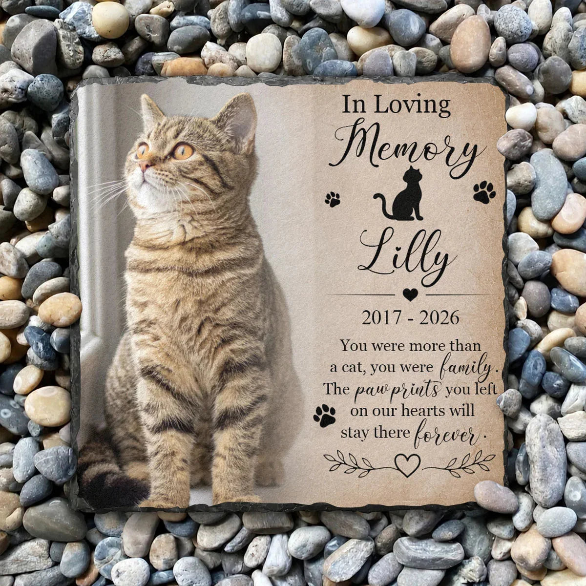 "You Were More Than A Pet You Were Family" Personalized Pet Photo Memorial Stone - Custom Dog & Cat Keepsake