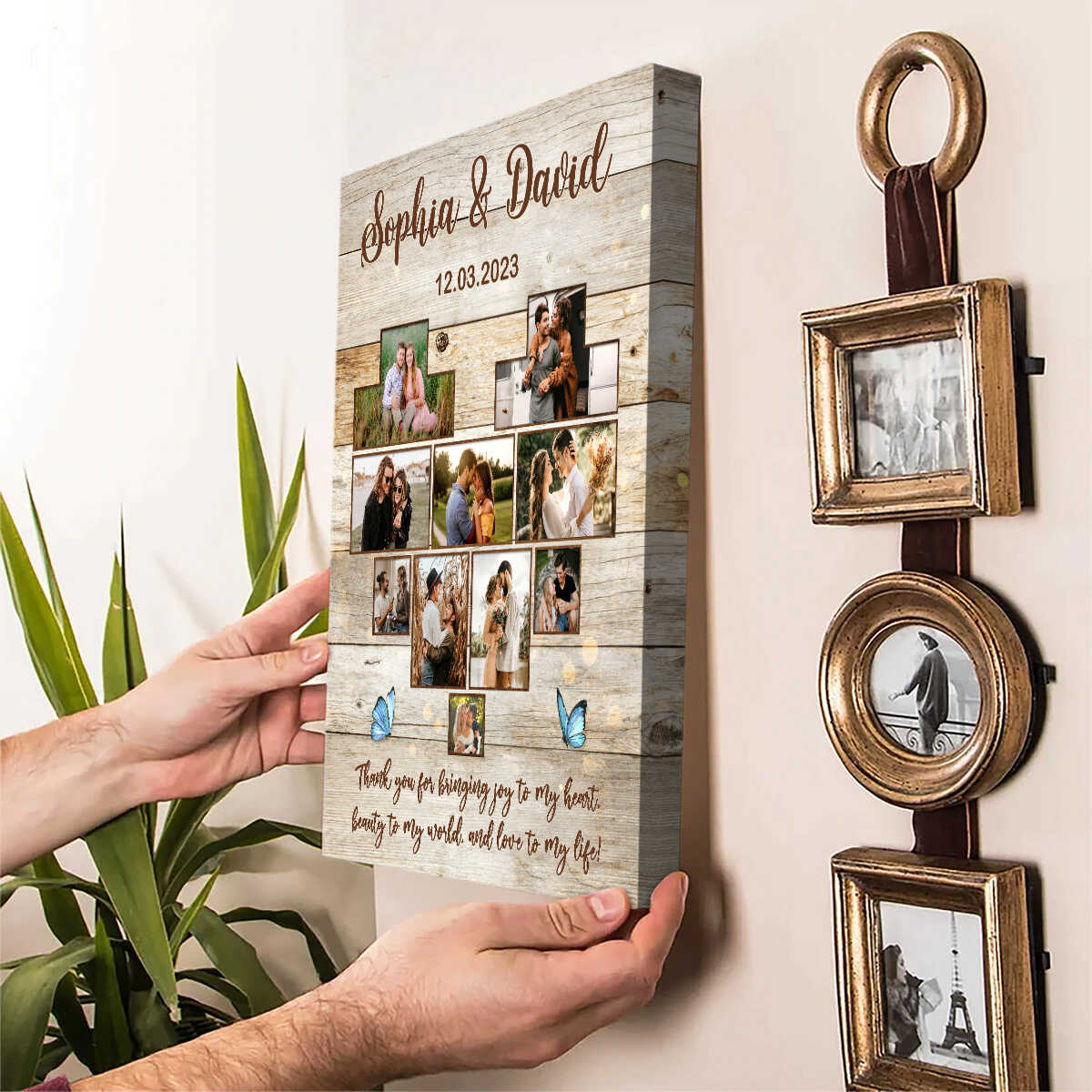 Thank You For Bringing Joy To My Heart - Personalized Photo Collage Canvas / Poster