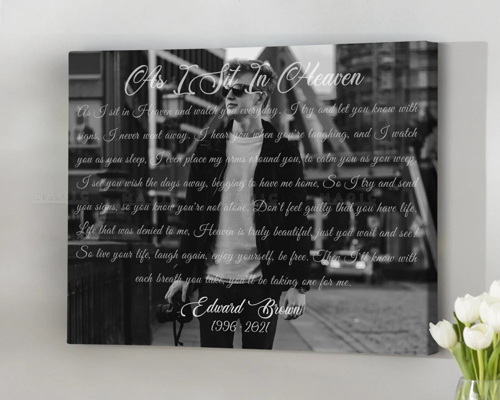 Personalized Son Memorial Canvas personalization view for Mom