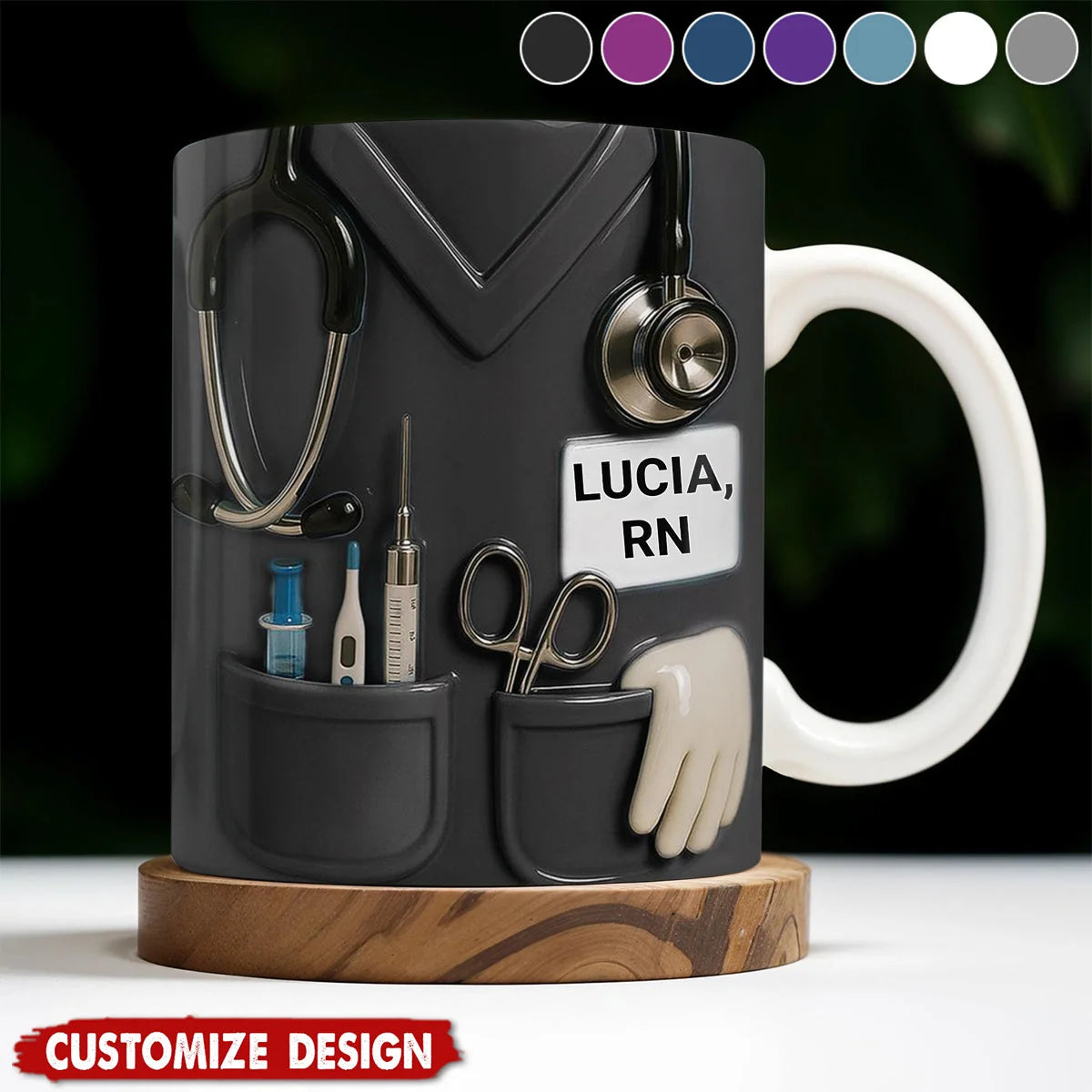 Custom Nurse Scrubs Coffee Mug - Personalized Stethoscope RN Gift for Healthcare Workers