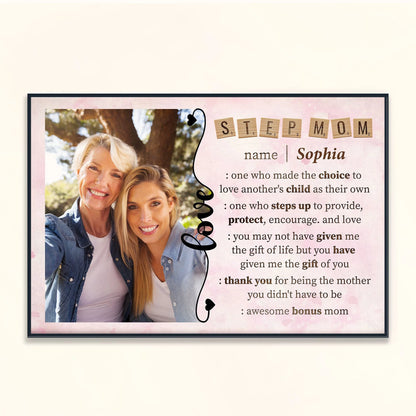 Awesome Bonus Mom Personalized Canvas / Poster - Custom Step Mom Photo Wall Art Keepsake Gift