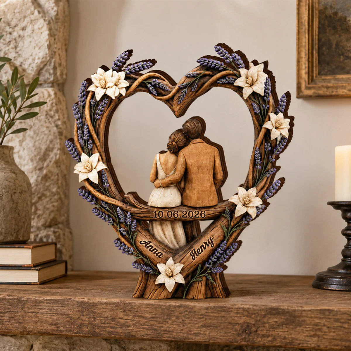 Personalized Couple Anniversary Wooden Plaque for Wife with personalized design details for meaningful gifting