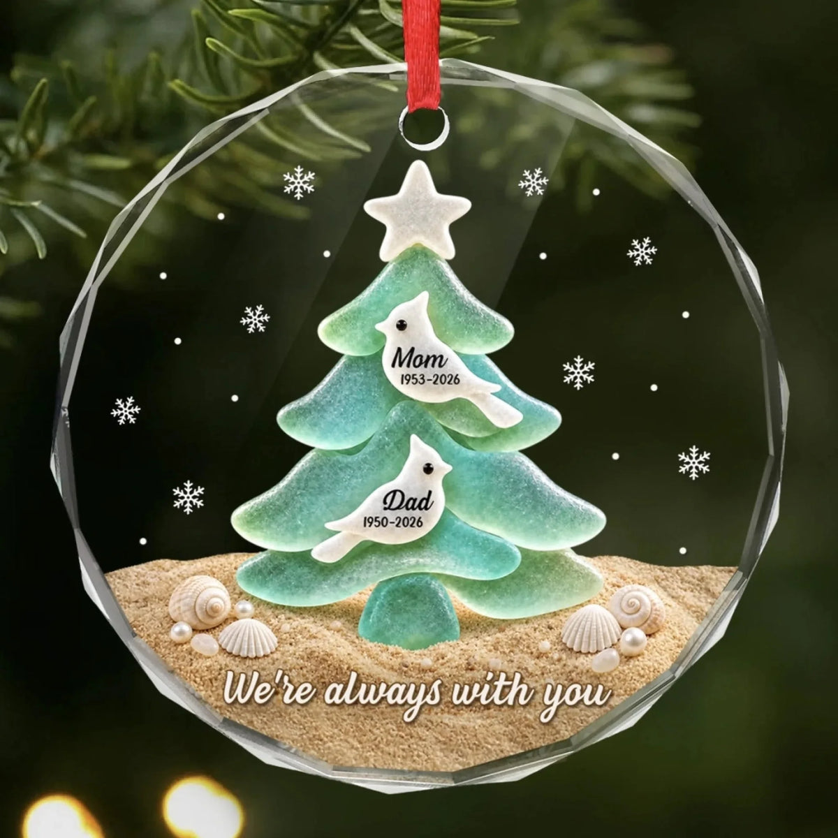 Custom Sea Glass Circle Glass Ornament - Personalized Christmas Memorial Sympathy Gifts For Loss Of Mom, Dad - You Left Love Behind d1966e89-0c3c-482d-bc6f-b5cfe626823f-banner-2.jpeg