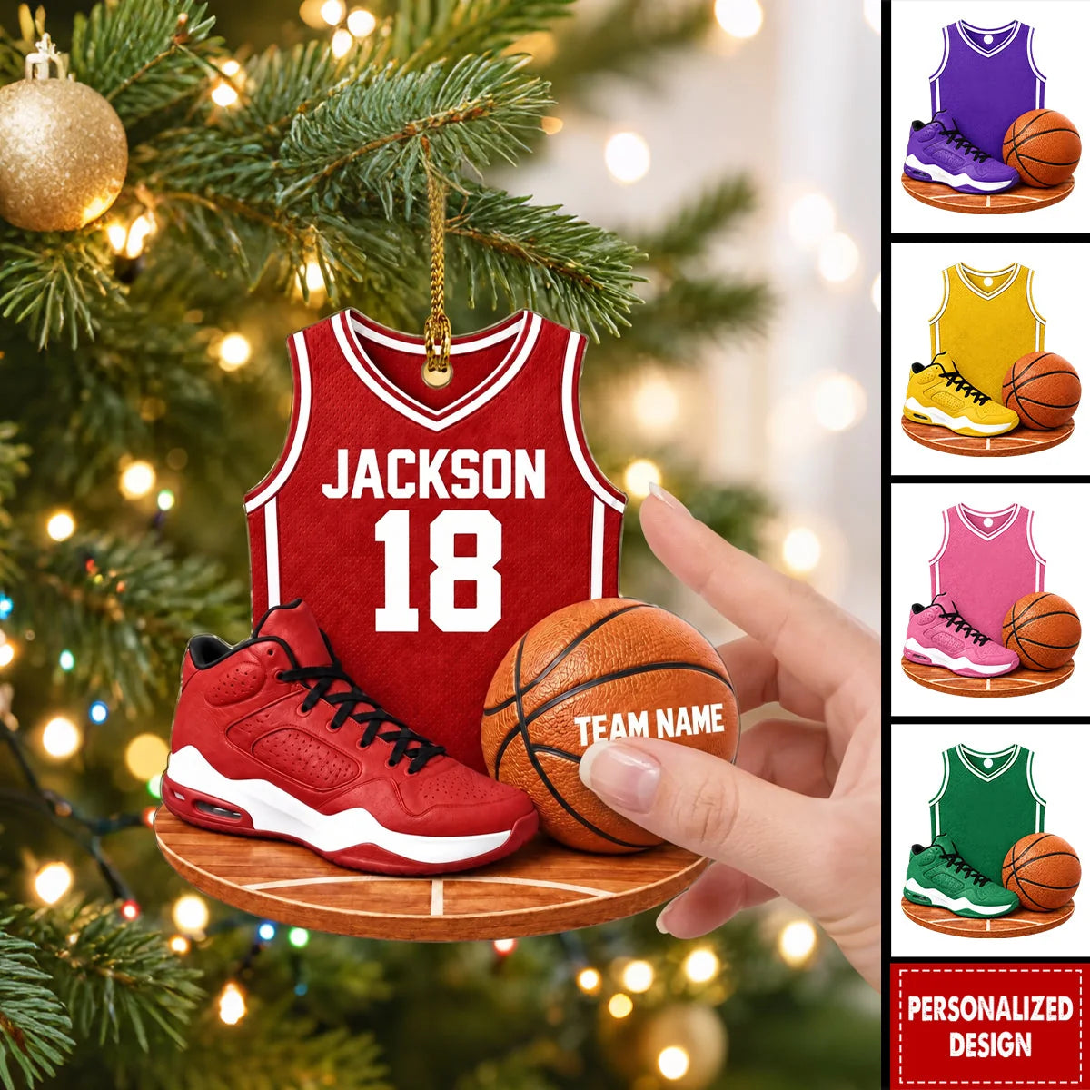 MVP Personalized Basketball Wooden Ornament - Custom Jersey Christmas Keepsake