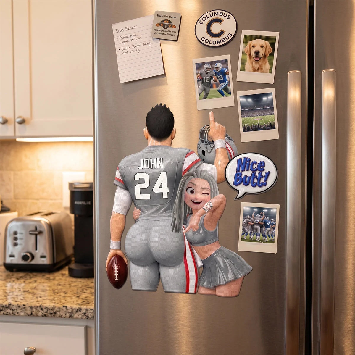 "Nice Butt!" Custom Football Couple Car Decal - Personalized Sports Sticker Gift for Couples