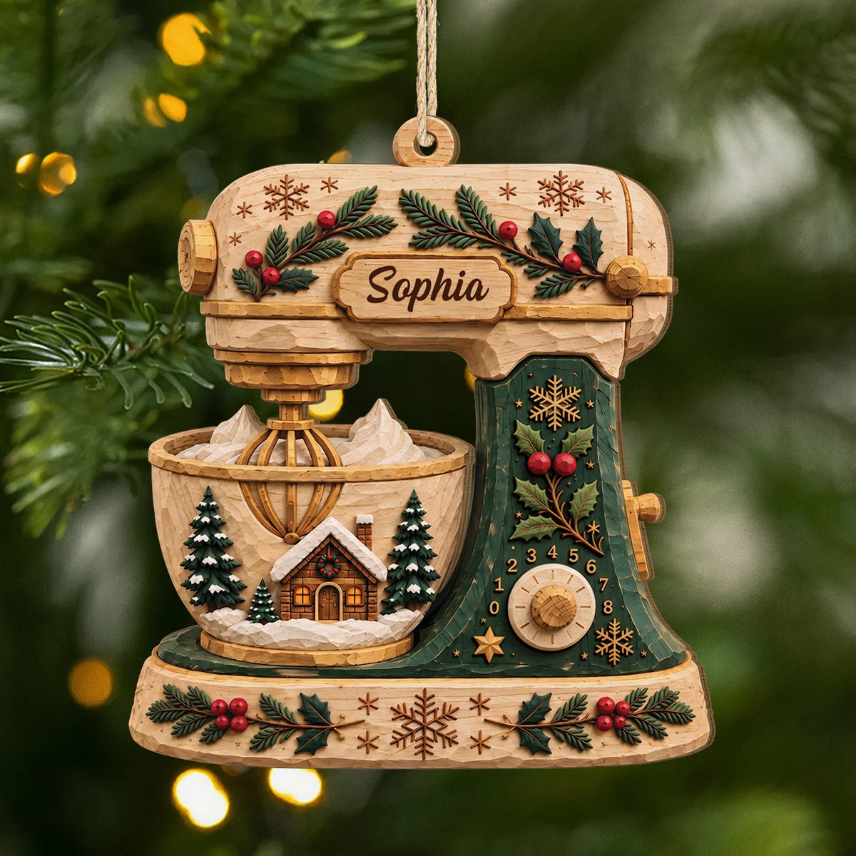 Personalized Christmas Baking Mixer Wooden Ornament - Custom Name Kitchen Keepsake Gift