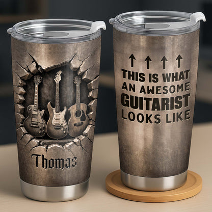 Personalized guitarist tumbler featuring 3D guitar art and custom name - perfect gift for guitar lovers image 9