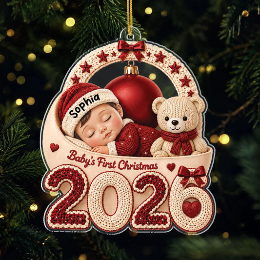 Baby's First Christmas Personalized Acrylic Ornament - Custom Keepsake Holiday Gift for Newborn