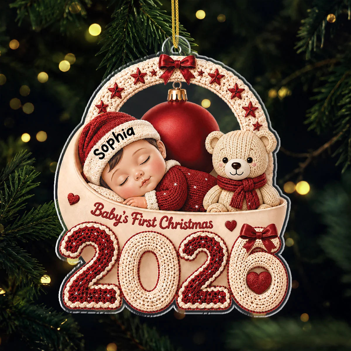 Baby's First Christmas Personalized Acrylic Ornament - Custom Keepsake Holiday Gift for Newborn