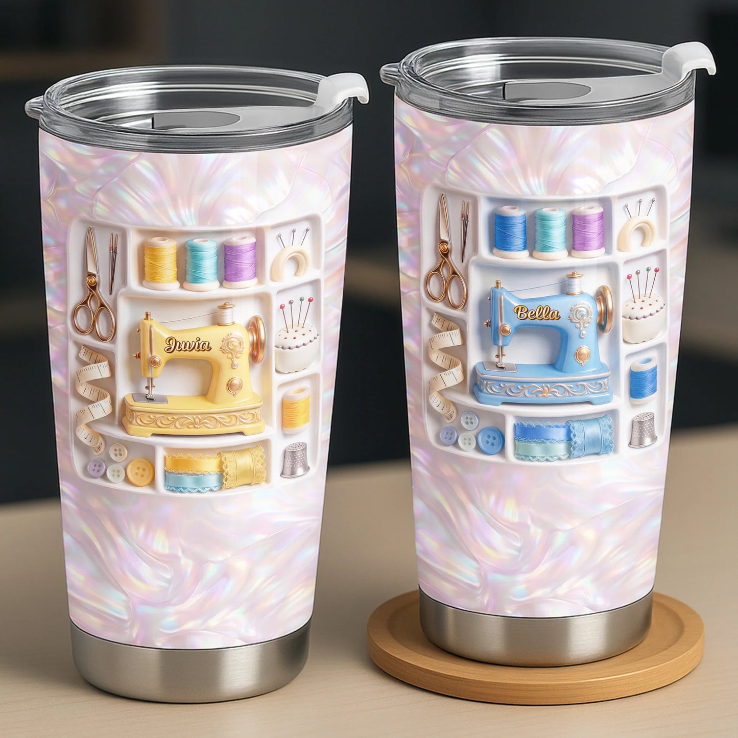 Personalized Sewing Tumbler 20Oz for Mom with personalized design details for meaningful gifting image 6