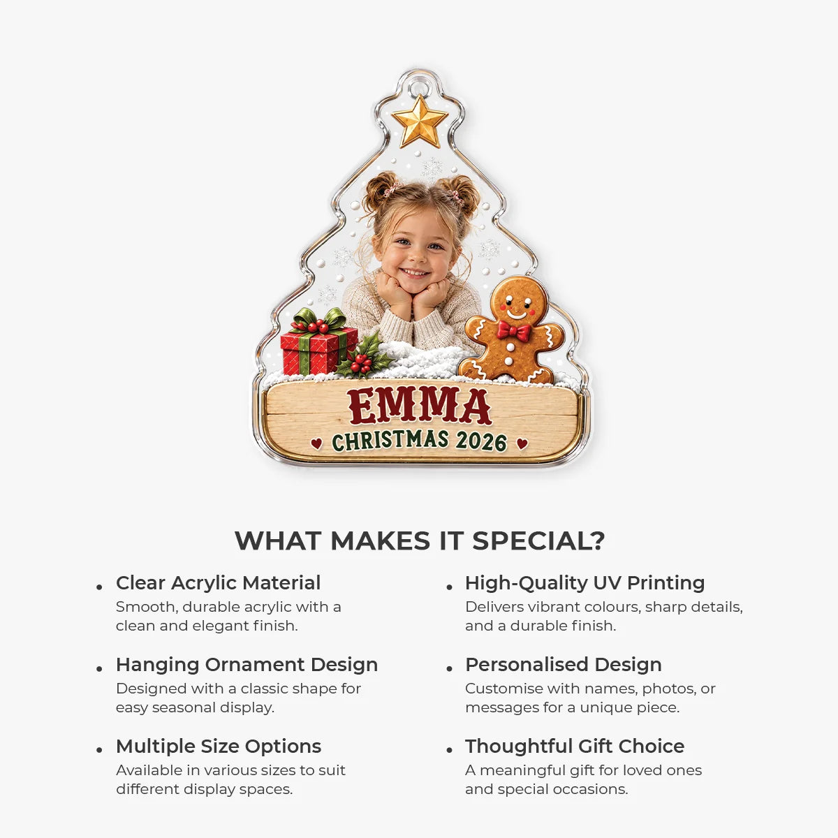 Custom Photo Christmas Acrylic Ornament - Personalized Baby Keepsake Tree Decor for Kids