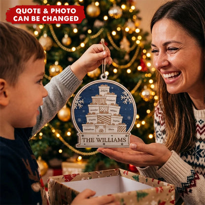 Personalized Family Name Gift Stack Wooden Ornament - Custom Christmas Keepsake for Family