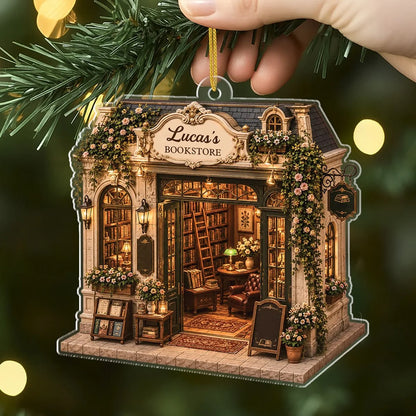 Personalized Bookstore Acrylic Ornament - Custom Book Lover Keepsake Gift for Readers