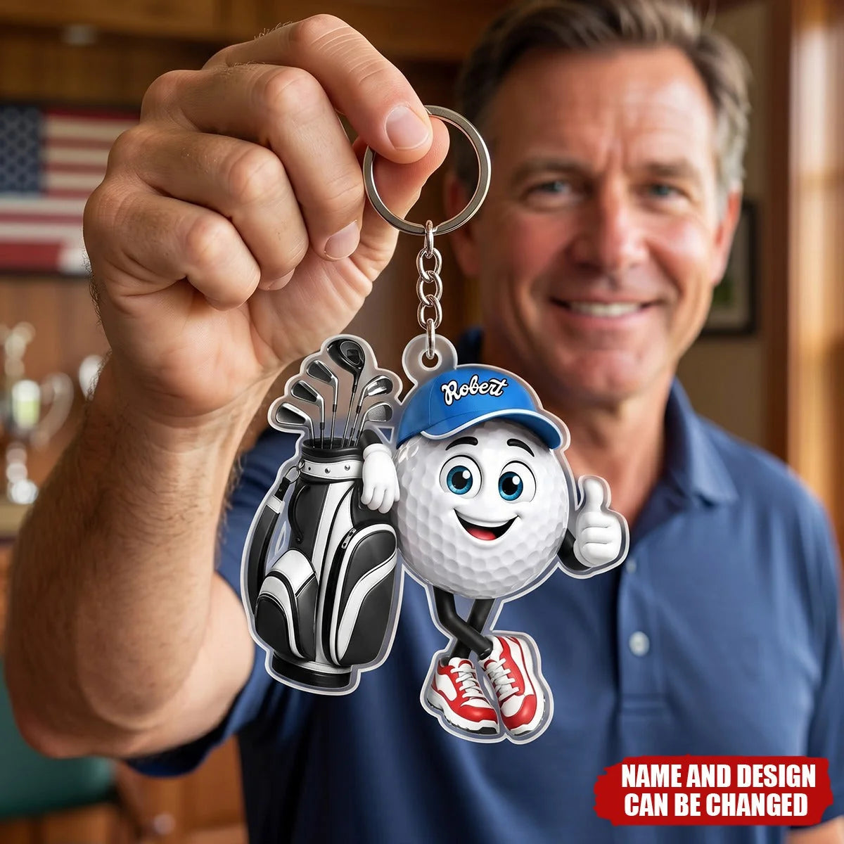Personalized Golfer Acrylic Keychain - Custom Golf Bag Name Gift
