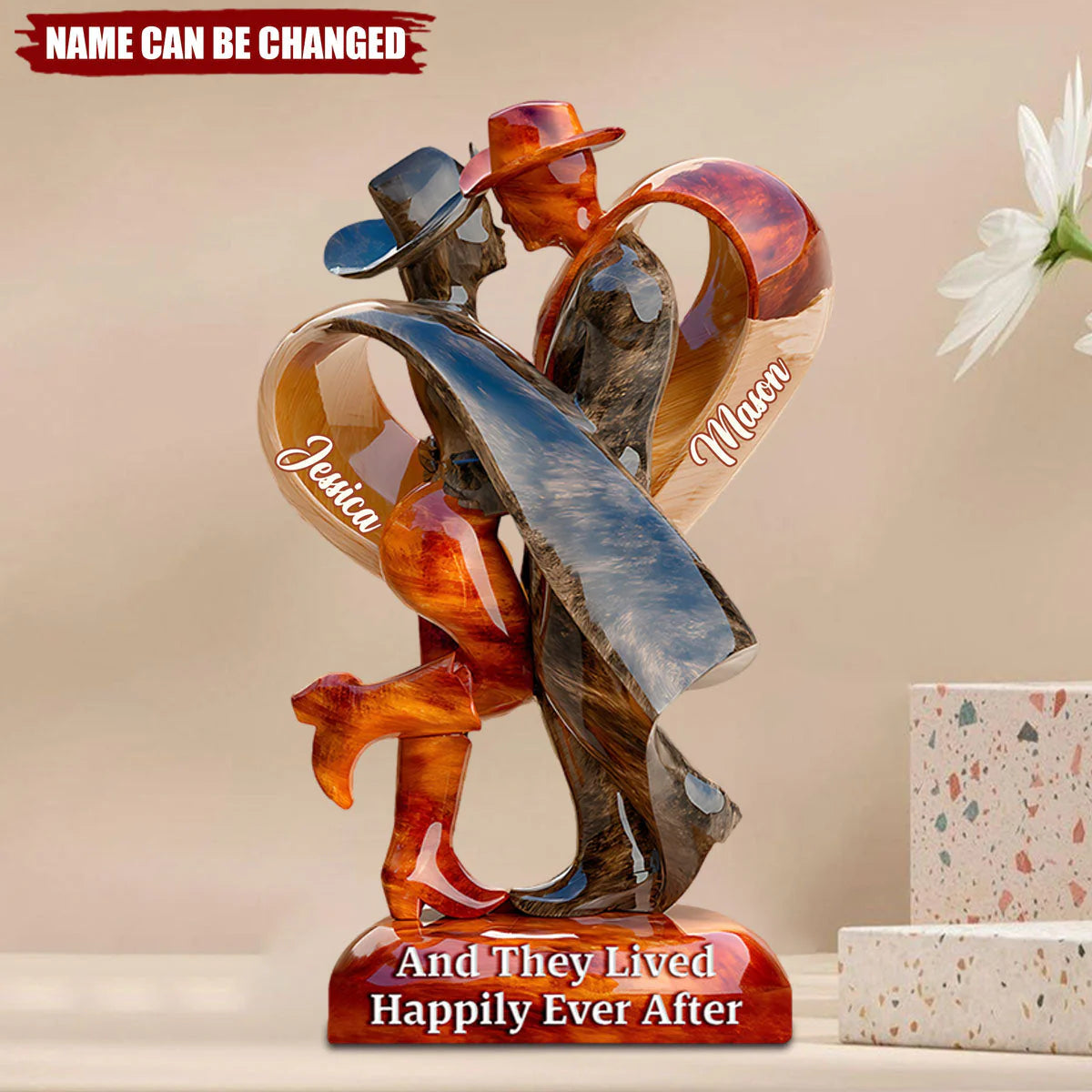 Personalized Cowboy Couple Plaque for Couples with personalized design details for meaningful gifting
