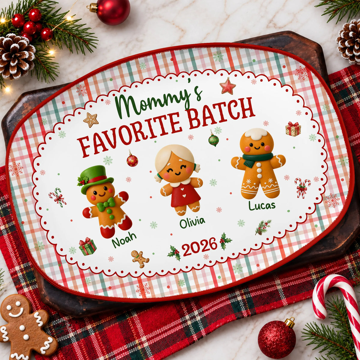 Personalized Cookie Tasting Crew Christmas Platter - Custom Family Names Keepsake Gift for Grandma