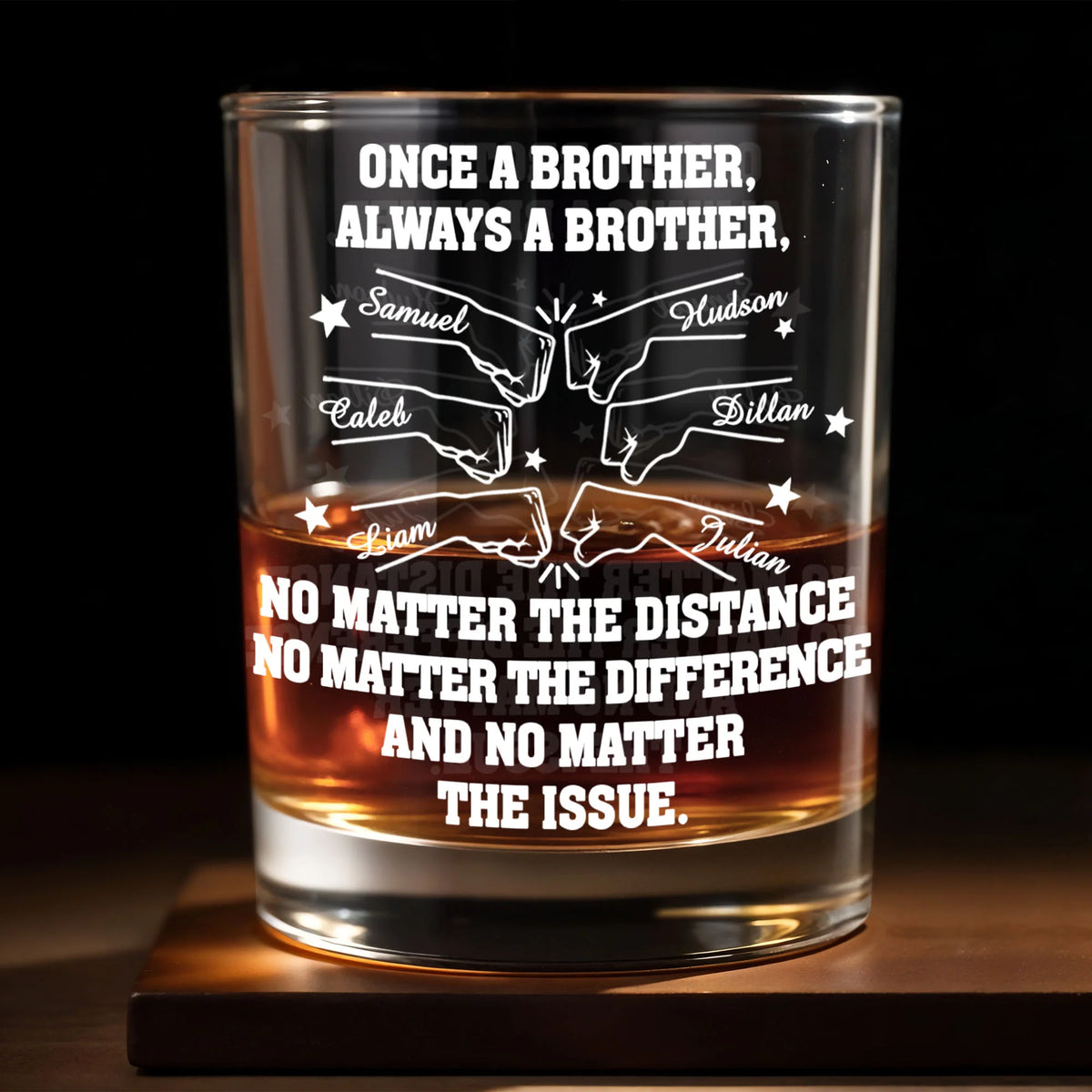 Once A Brother Always A Brother Personalized Whiskey Glass - Keepsake for Brother Sibling