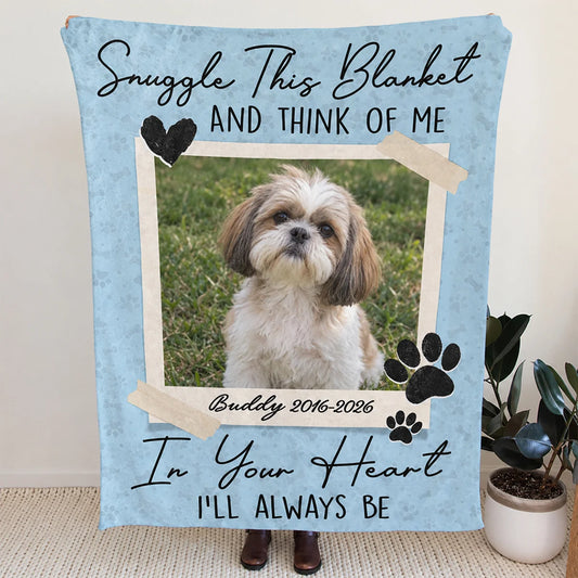 Snuggle This Blanket And Think Of Me - Personalized Pet Memorial Blanket Gift for Dog and Cat Lovers