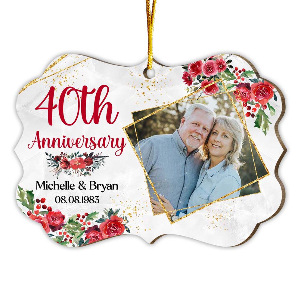 40Th Wedding Anniversary Photo Ornament for Couples with personalized design details for meaningful gifting