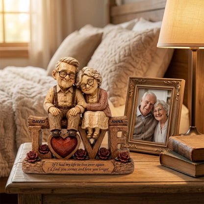 Personalized Elderly Couple Wooden Love Block personalization view for Grandma