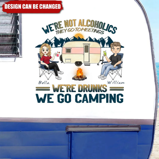 "We're Drunks We Go Camping" Personalized Camping Decal - Custom Camper Sticker Gift