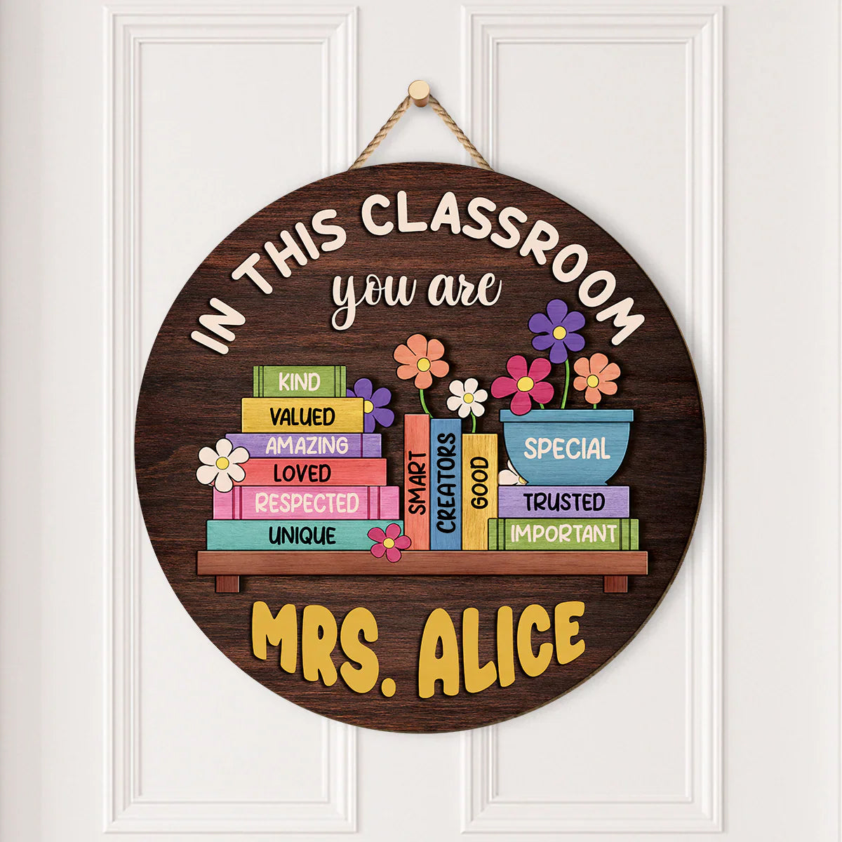"In This Classroom You Are" Personalized Teacher Wood Sign - Custom Gift for Educator Appreciation