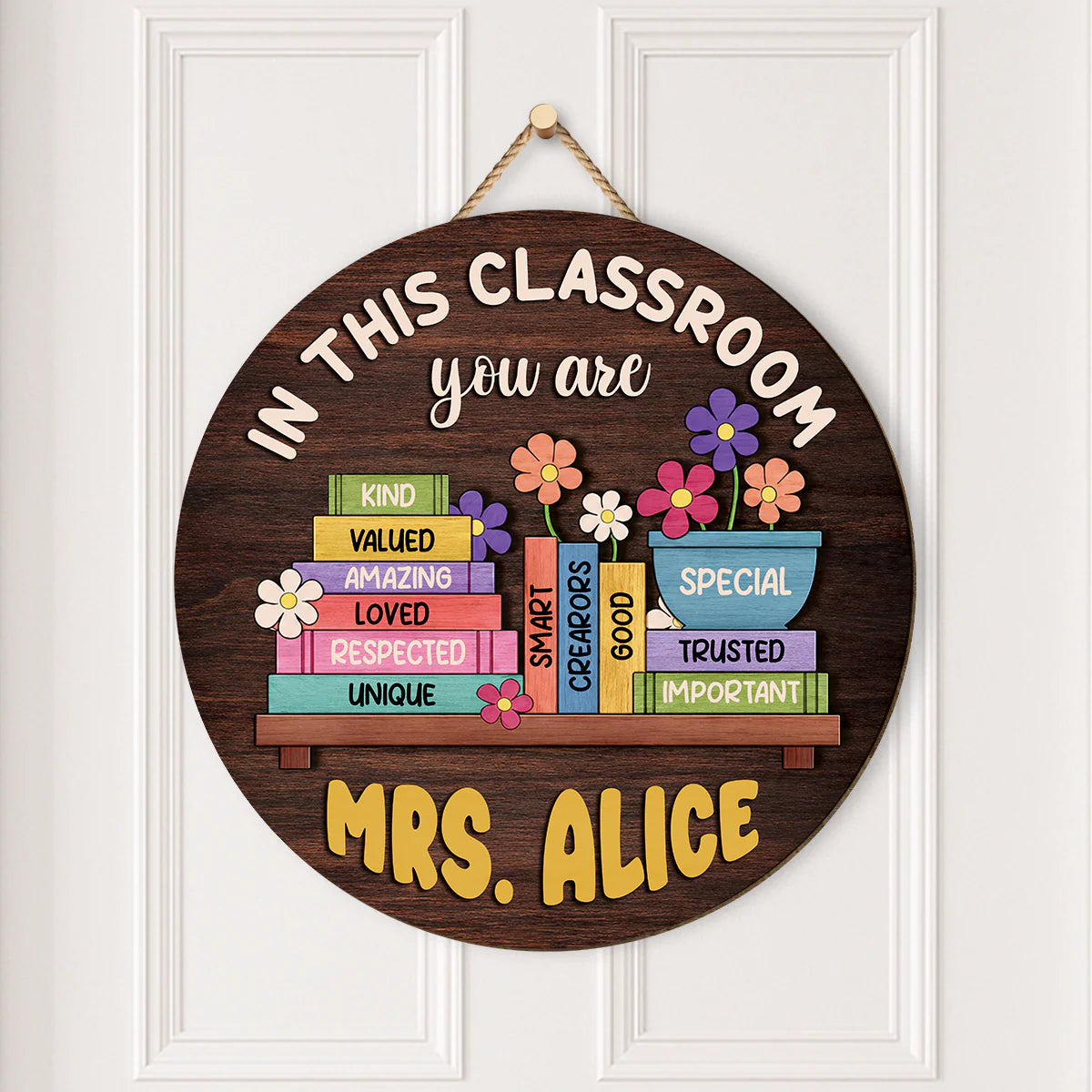 Personalized Teacher Wood Sign personalization view for Teacher