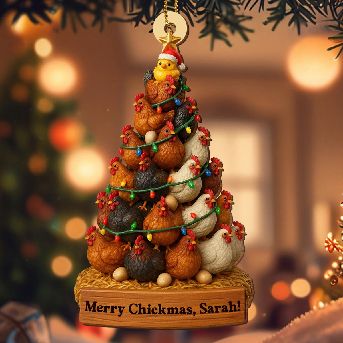 Merry Chickmas, Christmas Chickens Ornament