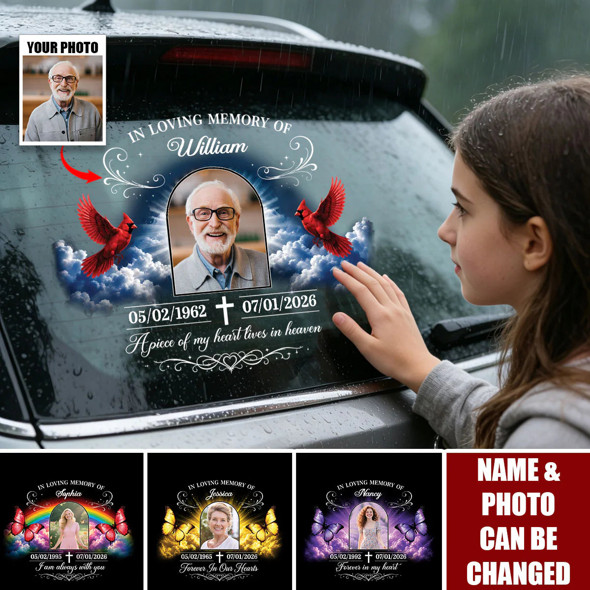 Personalized Memorial Car Decal personalization view for Family
