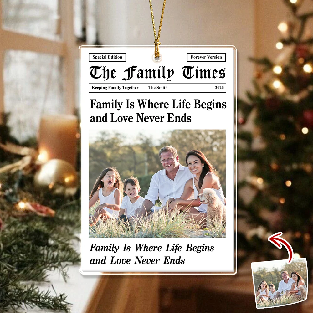 The Family Times Custom Photo Acrylic Ornament - Personalized Keepsake Christmas Gift for Family