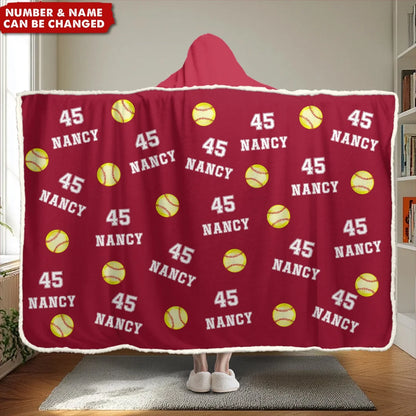Play Hard Play Smart Personalized Sports Hoodie Blanket - Custom Name Number Gift for Athletes