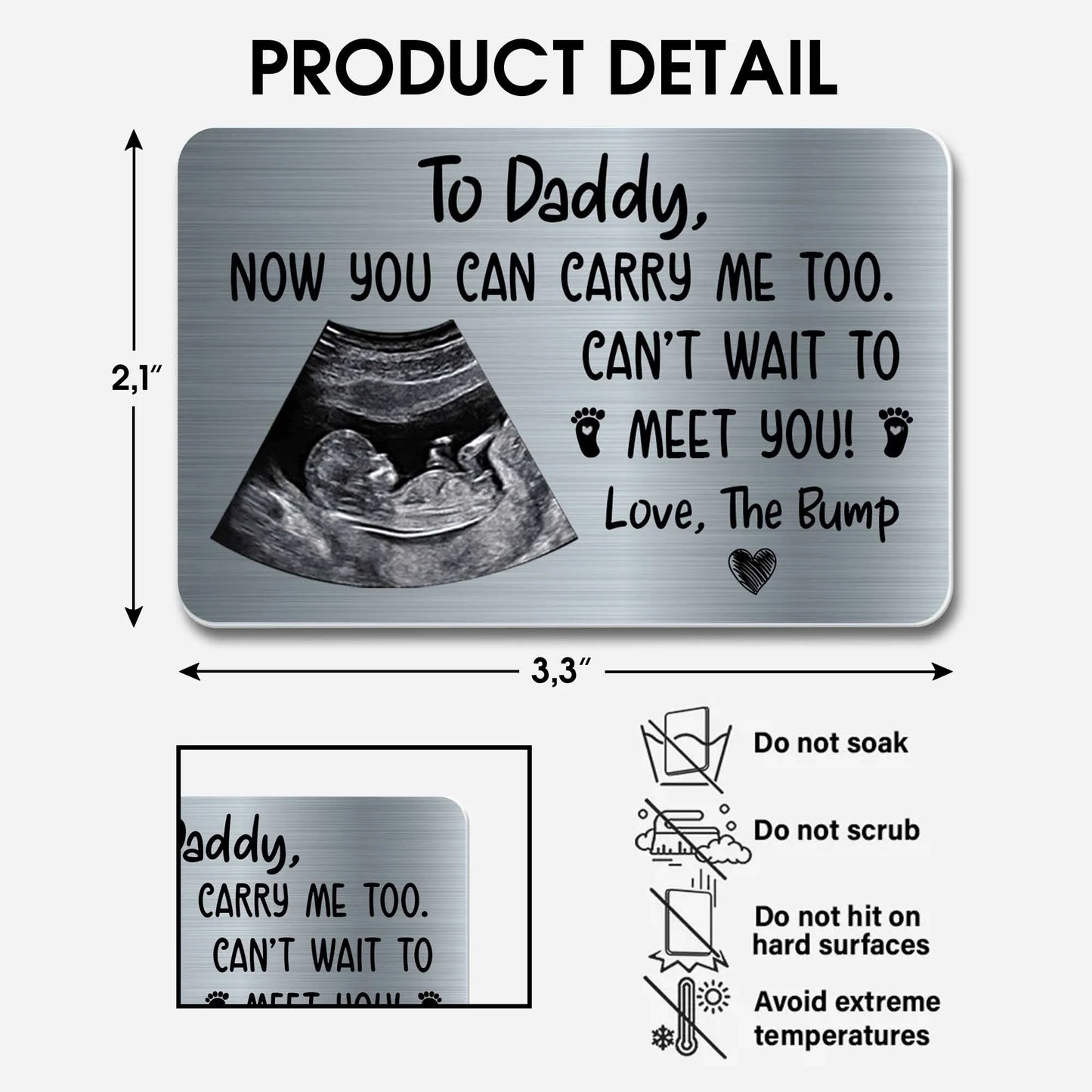 Expectant Dad Wallet Card for Dad with personalized design details for meaningful gifting image 6